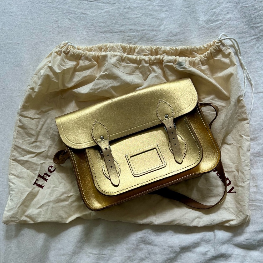 Cambridge Satchel 13inch in Shiny Gold